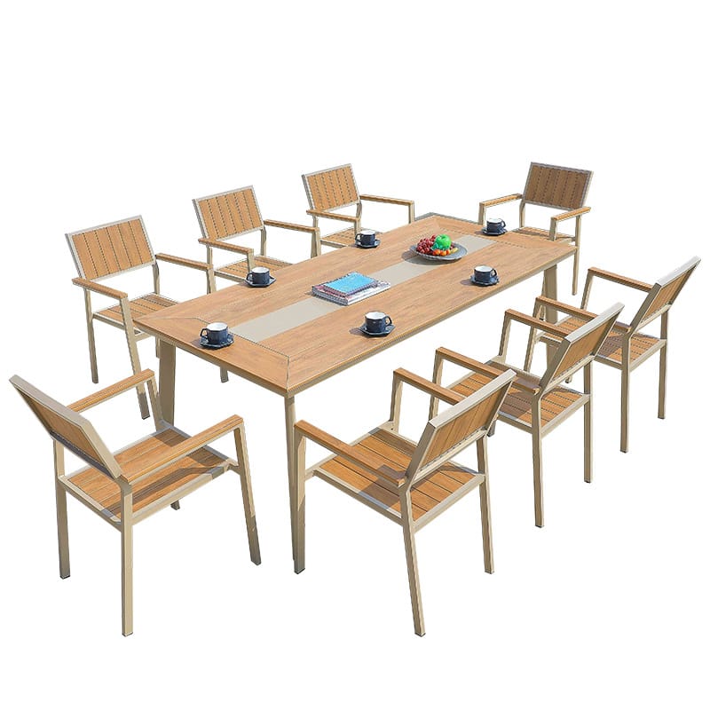 Aluminum outdoor table and chair set for 8