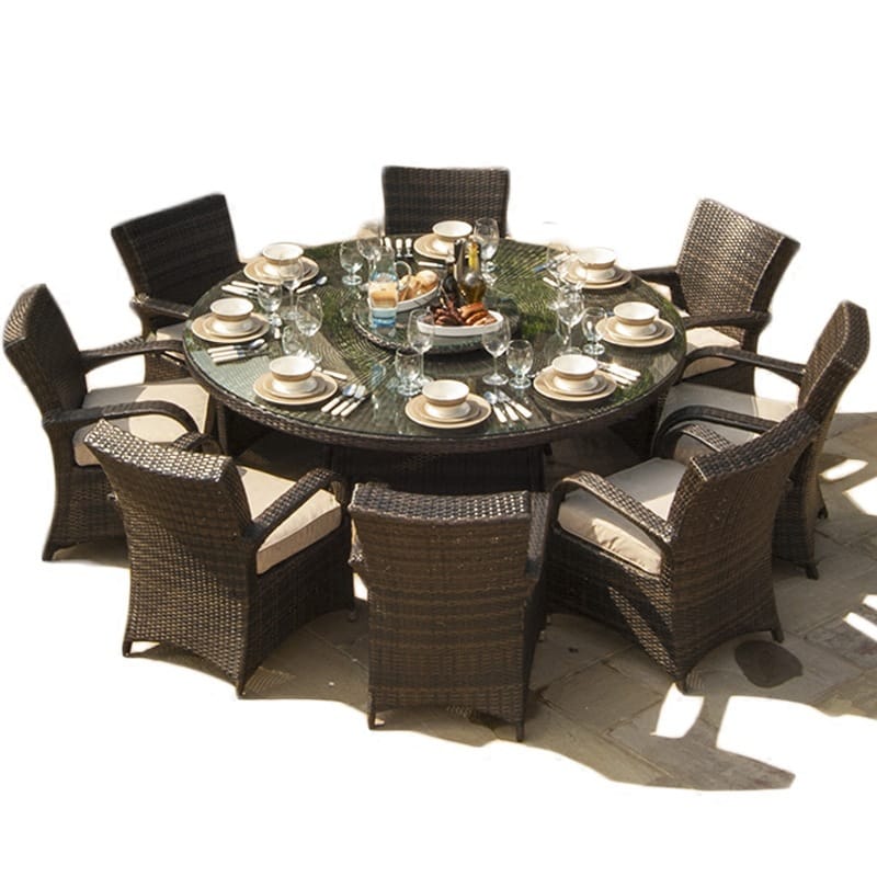 Large rattan round table for outdoor courtyard garden