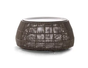 Outdoor woven iron side table