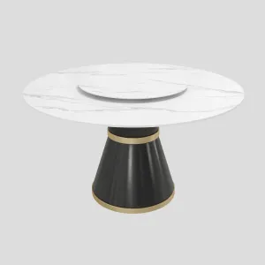 Dining table with a rotating tray