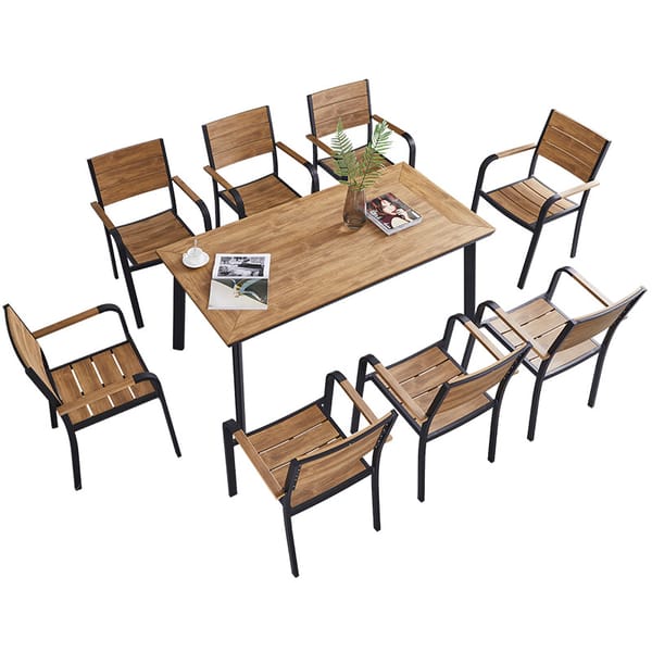 Outdoor teak table and chair set