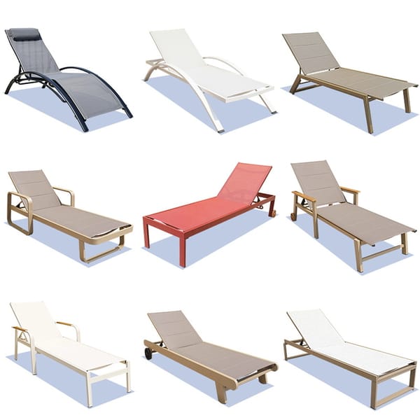 Outdoor swimming pool beach loungers
