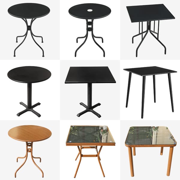 Outdoor patio terrace garden tables