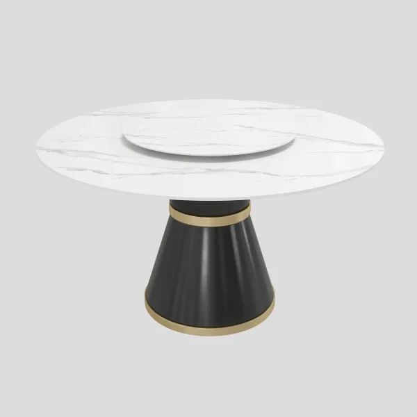 Dining table with a rotating tray