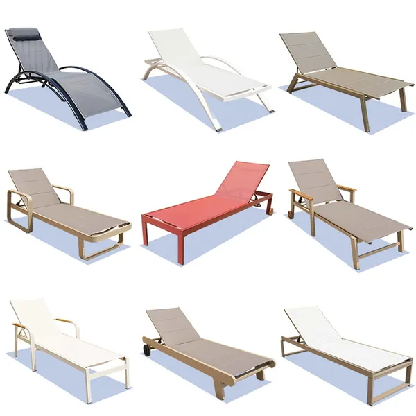 Outdoor swimming pool beach loungers
