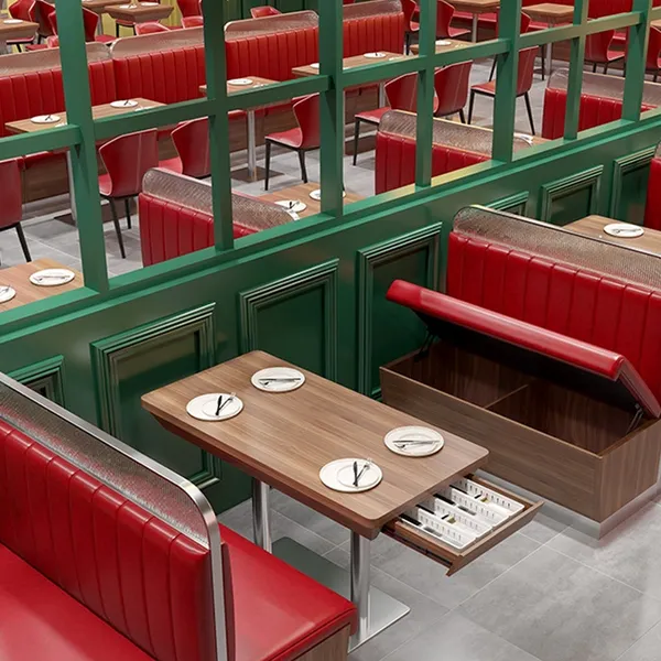 Hong Kong style restaurant booths can be used for storage