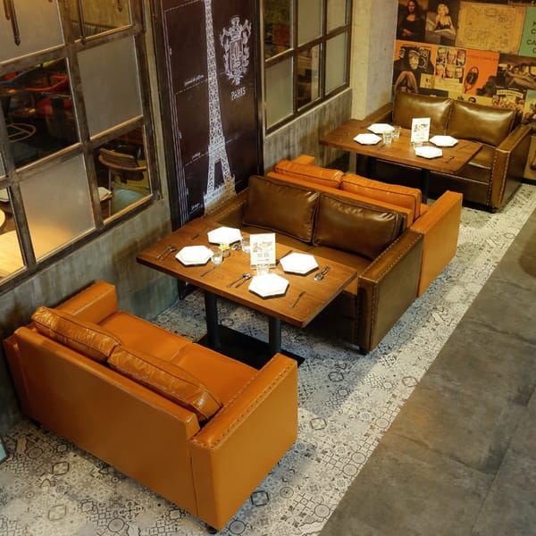 Western restaurant cafe sofa table and chair combination